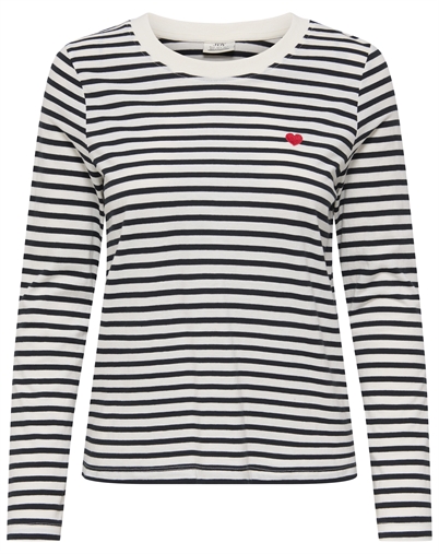 JDY - JDYPisa Print Langarm-Top - Cloud Dancer/New Stripe